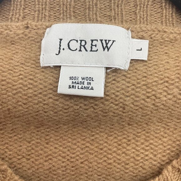 J.Crew Womens Large Sweater V-Neck Camel Wool Oversized Minimalist Old Money - Picture 3 of 8